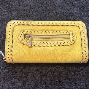 Yellow Women's Wallet with Zipper Detail